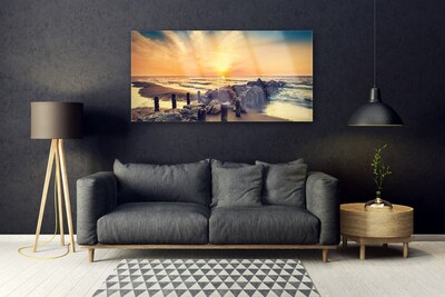 Glasbild aus Plexiglas® Strand Steine Meer Landschaft