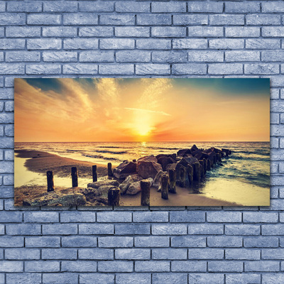 Glasbild aus Plexiglas® Strand Steine Meer Landschaft