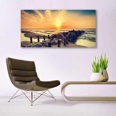 Glasbild aus Plexiglas® Strand Steine Meer Landschaft