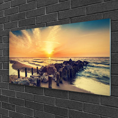 Glasbild aus Plexiglas® Strand Steine Meer Landschaft