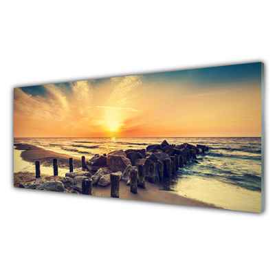 Glasbild aus Plexiglas® Strand Steine Meer Landschaft