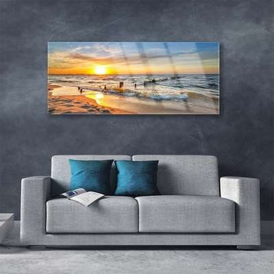 Glasbild aus Plexiglas® Sonne Meer Strand Landschaft