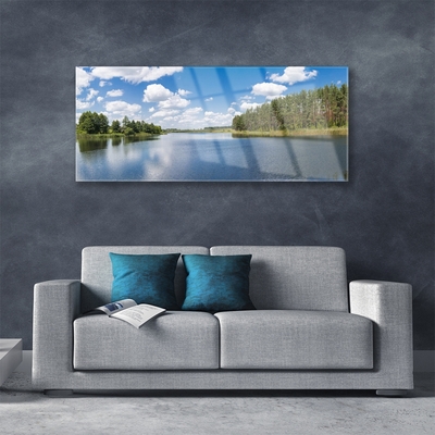 Glasbild aus Plexiglas® Wald See Landschaft