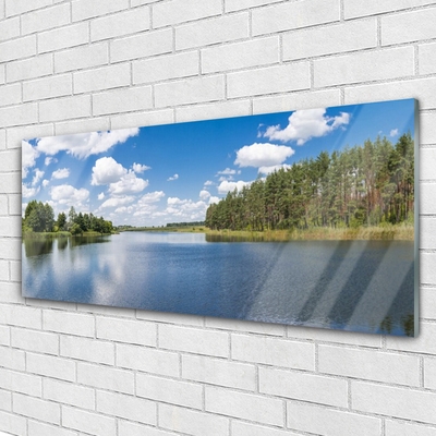 Glasbild aus Plexiglas® Wald See Landschaft