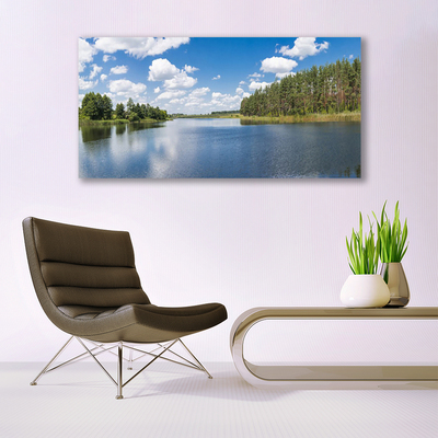 Glasbild aus Plexiglas® Wald See Landschaft