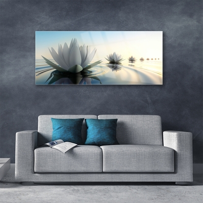 Glasbild aus Plexiglas® Blumen Wasser Kunst