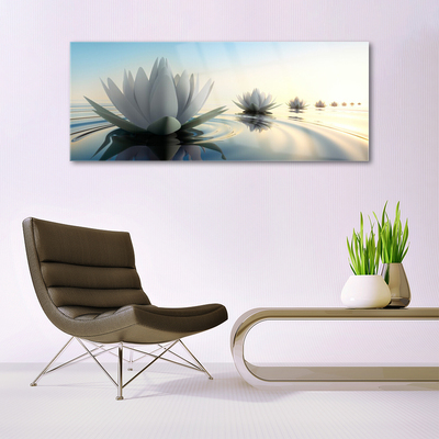 Glasbild aus Plexiglas® Blumen Wasser Kunst