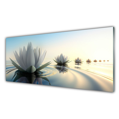 Glasbild aus Plexiglas® Blumen Wasser Kunst