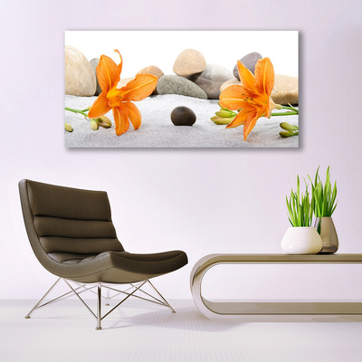 Glasbild aus Plexiglas® Blumen Steine Pflanzen