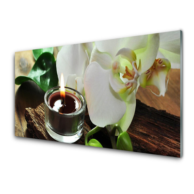 Glasbild aus Plexiglas® Blume Kerze Pflanzen