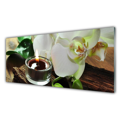 Glasbild aus Plexiglas® Blume Kerze Pflanzen