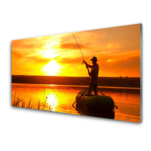 Glasbild aus Plexiglas® Sonne Meer Fischer Landschaft