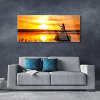 Glasbild aus Plexiglas® Sonne Meer Fischer Landschaft