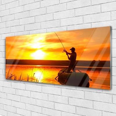 Glasbild aus Plexiglas® Sonne Meer Fischer Landschaft