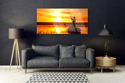 Glasbild aus Plexiglas® Sonne Meer Fischer Landschaft