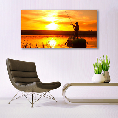 Glasbild aus Plexiglas® Sonne Meer Fischer Landschaft