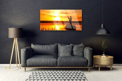 Glasbild aus Plexiglas® Sonne Meer Fischer Landschaft