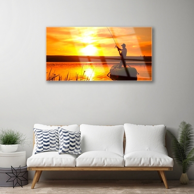 Glasbild aus Plexiglas® Sonne Meer Fischer Landschaft