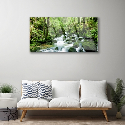 Glasbild aus Plexiglas® Wald See Steine Natur