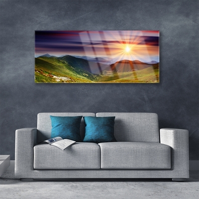 Glasbild aus Plexiglas® Sonne Gebirge Natur