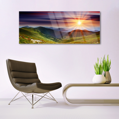 Glasbild aus Plexiglas® Sonne Gebirge Natur