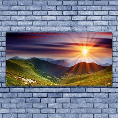 Glasbild aus Plexiglas® Sonne Gebirge Natur