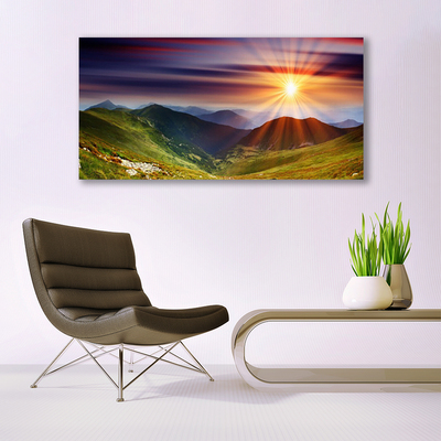 Glasbild aus Plexiglas® Sonne Gebirge Natur