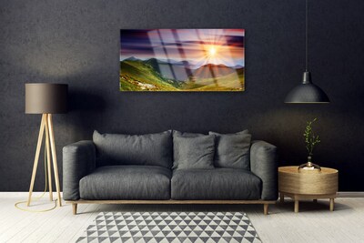 Glasbild aus Plexiglas® Sonne Gebirge Natur