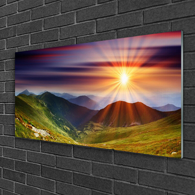 Glasbild aus Plexiglas® Sonne Gebirge Natur