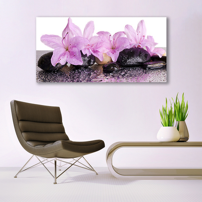 Glasbild aus Plexiglas® Blumen Steine Pflanzen