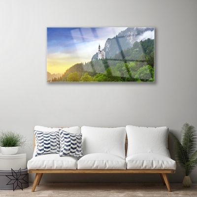 Glasbild aus Plexiglas® Wald Gebirge Landschaft