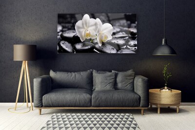 Glasbild aus Plexiglas® Blumen Steine Kunst