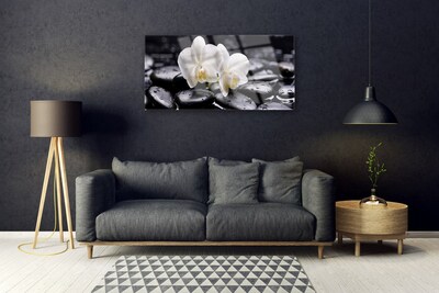 Glasbild aus Plexiglas® Blumen Steine Kunst