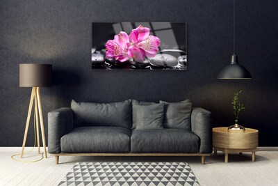 Glasbild aus Plexiglas® Blumen Steine Pflanzen