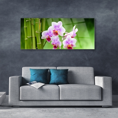 Glasbild aus Plexiglas® Bambusrohre Blumen Pflanzen