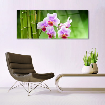 Glasbild aus Plexiglas® Bambusrohre Blumen Pflanzen