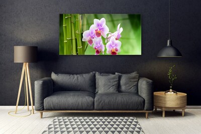 Glasbild aus Plexiglas® Bambusrohre Blumen Pflanzen