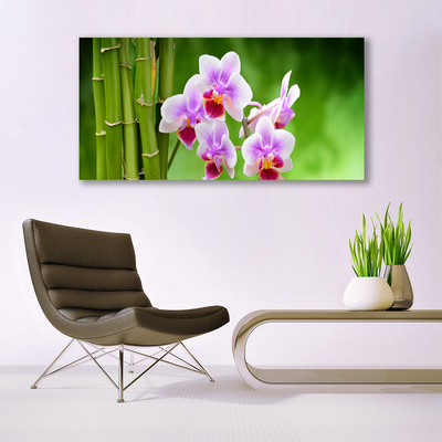 Glasbild aus Plexiglas® Bambusrohre Blumen Pflanzen