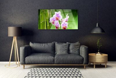 Glasbild aus Plexiglas® Bambusrohre Blumen Pflanzen