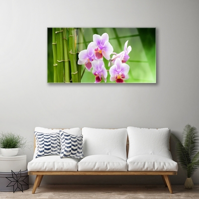 Glasbild aus Plexiglas® Bambusrohre Blumen Pflanzen