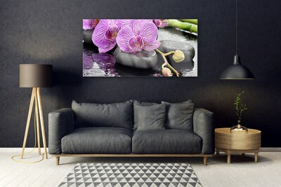 Glasbild aus Plexiglas® Blumen Steine Pflanzen