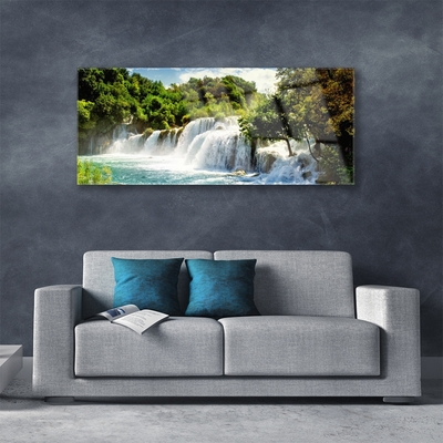 Glasbild aus Plexiglas® Wasserfall Bäume Natur