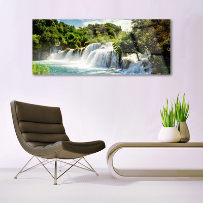 Glasbild aus Plexiglas® Wasserfall Bäume Natur