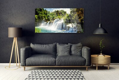 Glasbild aus Plexiglas® Wasserfall Bäume Natur