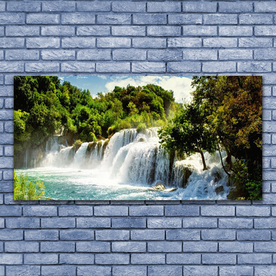 Glasbild aus Plexiglas® Wasserfall Bäume Natur