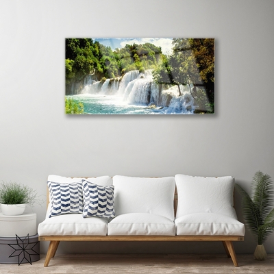 Glasbild aus Plexiglas® Wasserfall Bäume Natur