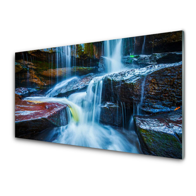 Glasbild aus Plexiglas® Wasserfall Felsen Landschaft