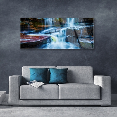 Glasbild aus Plexiglas® Wasserfall Felsen Landschaft