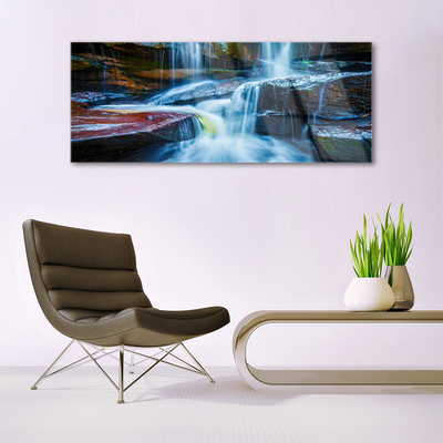 Glasbild aus Plexiglas® Wasserfall Felsen Landschaft