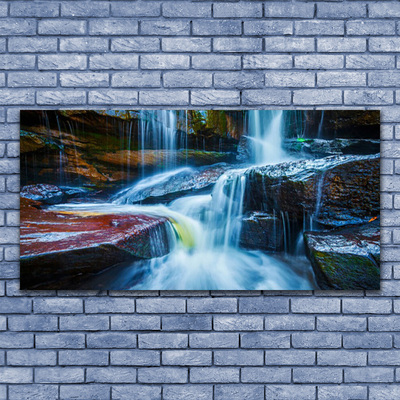 Glasbild aus Plexiglas® Wasserfall Felsen Landschaft